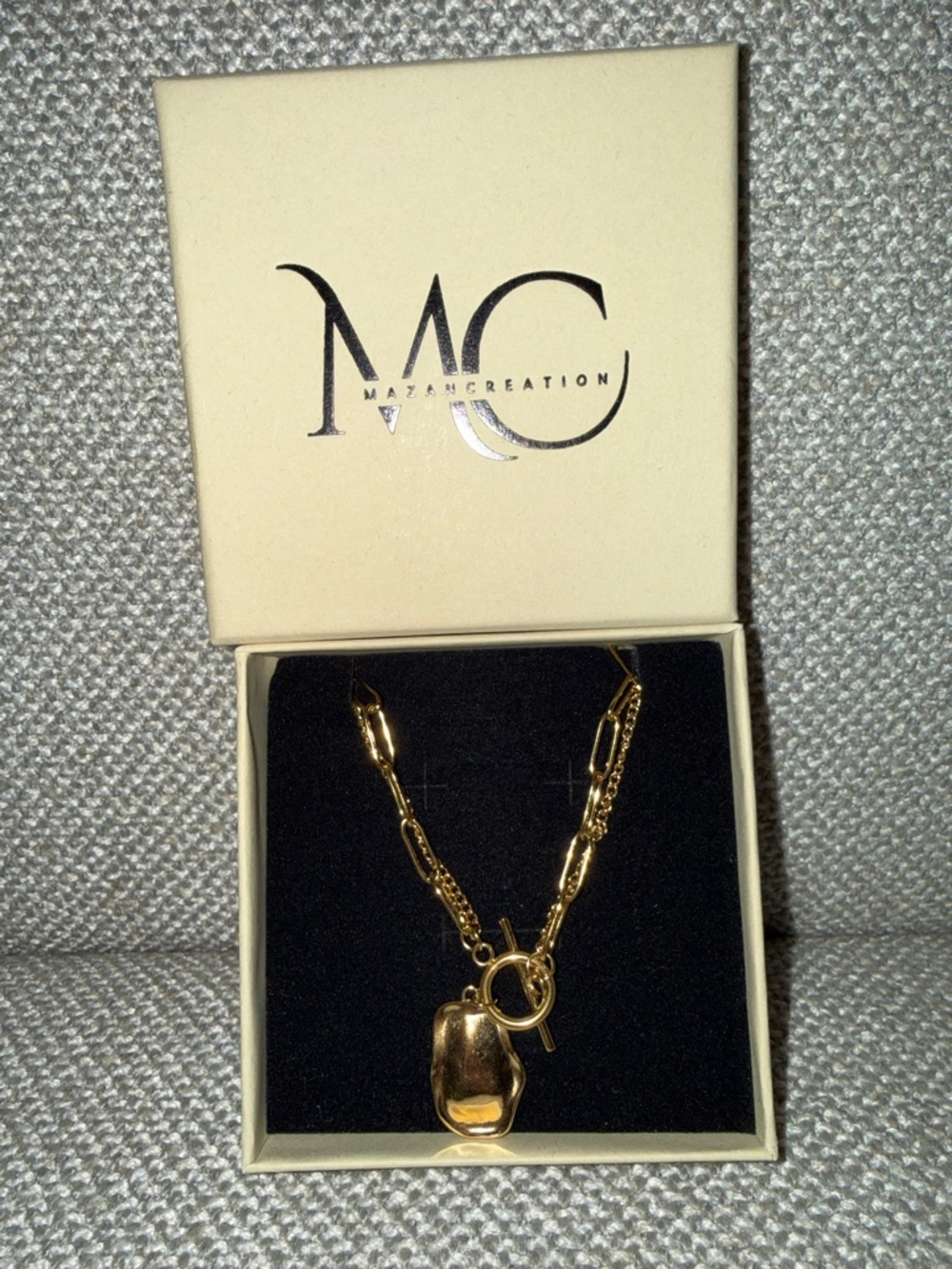 MAZAN CREATION Gold color Link Necklace with Pendant